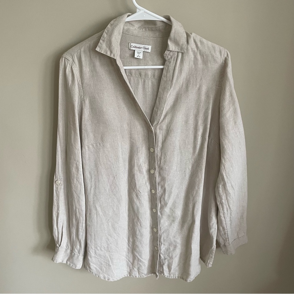 Coldwater Creek linen long-sleeve button down top